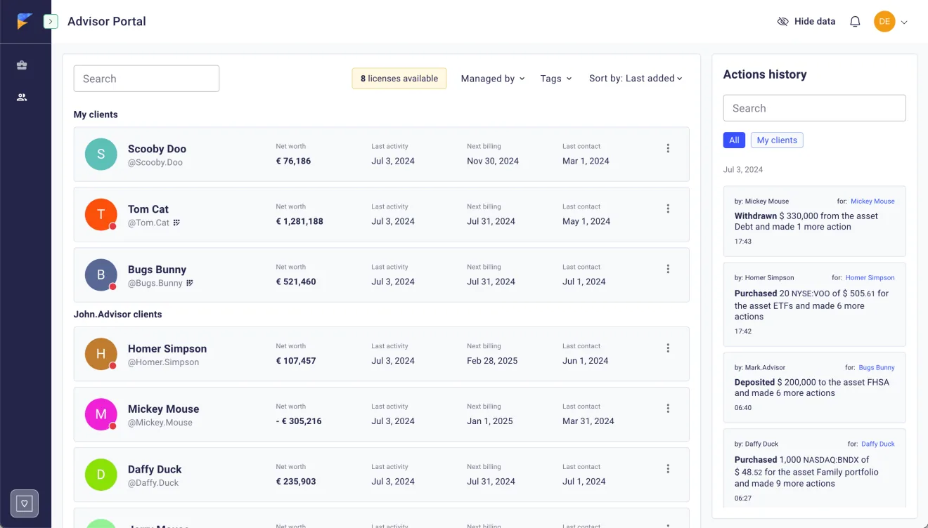 Advisor portal screenshot in FIREkit app